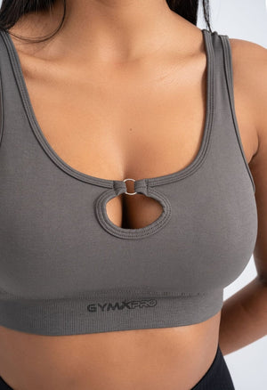 Cold Grey Sports Bra - Ultra Stretch, No Nipple Show, and Supportive Fit