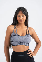 Batik Blue-Grey Seamless Sports Bra - High Stretch, Supportive, and No Nipple Show