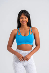 Light Blue Seamless Sports Bra - Trendy Design, Comfortable, and No Nipple Show