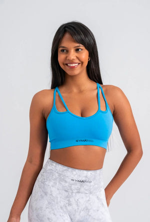 Light Blue Seamless Sports Bra - Trendy Design, Comfortable, and No Nipple Show