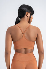 Orange Seamless Sports Bra - Energizing Comfort, No Show, and Perfect Fit