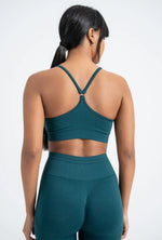 Petrol Green Seamless Sports Bra - Comfortable Fit with No Show and High Stretch