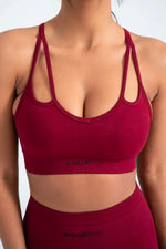 Burgundy Sports Bra - Stylish Comfort, Stretchy Fit, and No Show Design