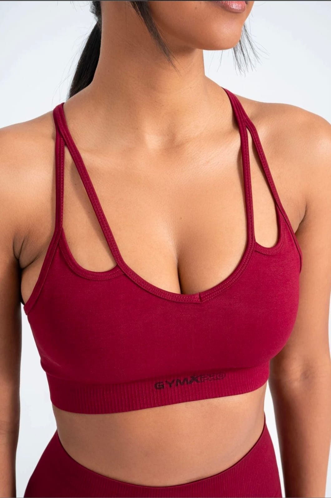 Burgundy Sports Bra - Stylish Comfort, Stretchy Fit, and No Show Design