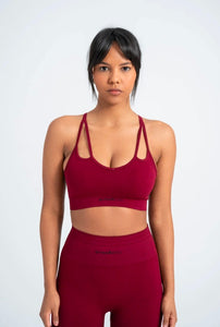 Burgundy Sports Bra - Stylish Comfort, Stretchy Fit, and No Show Design