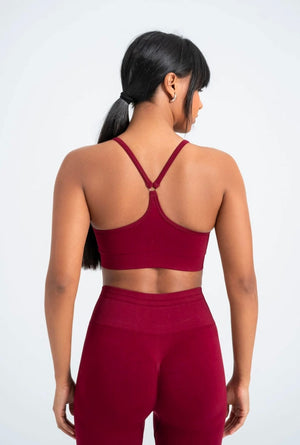 Burgundy Sports Bra - Stylish Comfort, Stretchy Fit, and No Show Design