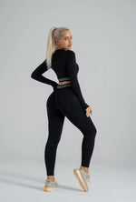 Seamless leggings suite black with hoops