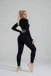 Seamless leggings suite black with hoops