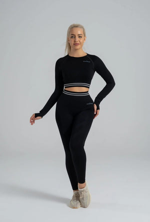 Seamless leggings suite black with hoops