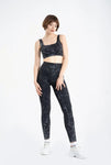 Seamless leggings suite patterned black