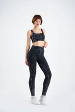 Seamless leggings suite patterned black